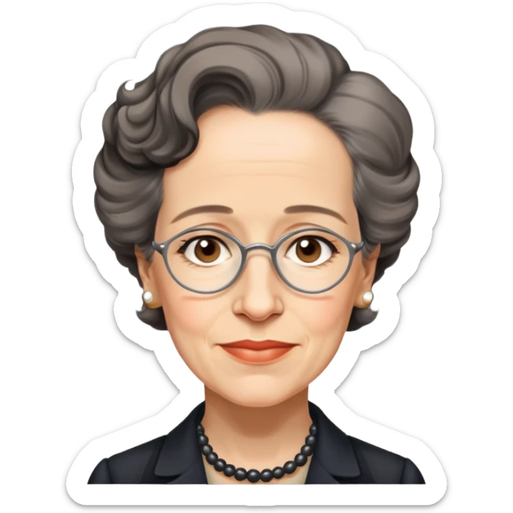 portrait of Hannah Arendt, no glasses, slight smile, neutral background sticker