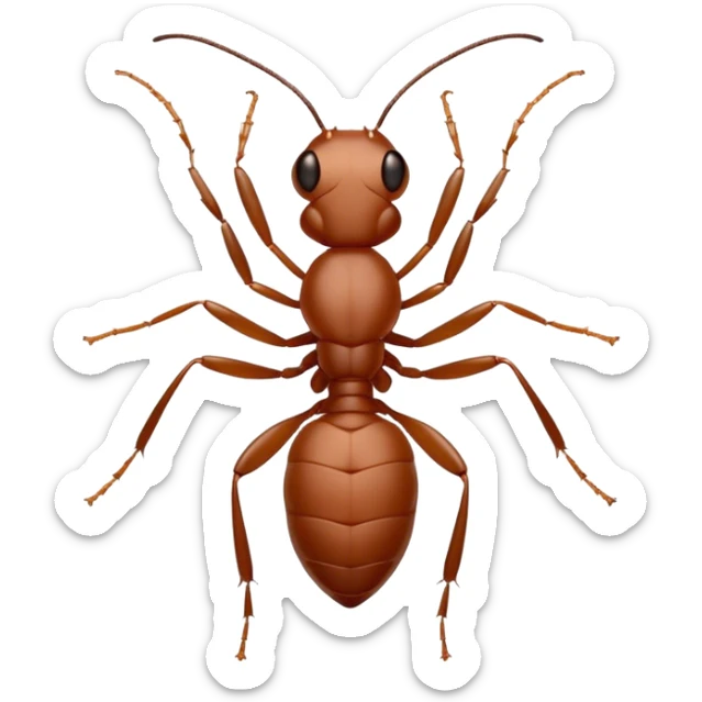 Beautiful and Majestic Ant Portrait Emoji, Head and body rendered in serene repose with a gentle, content smile, showcasing a finely detailed, compact form with eyes softly closed in tranquil slumber, Simplified yet exquisitely endearing features, highly detailed, glowing with a soft, drowsy natural light, high shine, relaxed and utterly noble, stylized with an air of timeless industrious grace, soft glowing outline, capturing the essence of a majestic ant that embodies the quiet power of nature! sticker