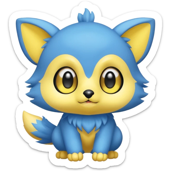 Cute cool blue yellow animal hybrid Fakemon full body sticker