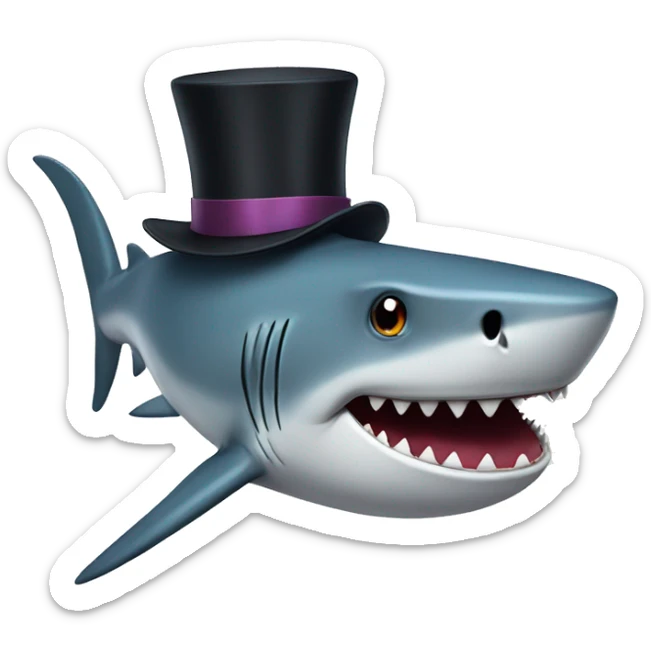 Shark with a top hat sticker