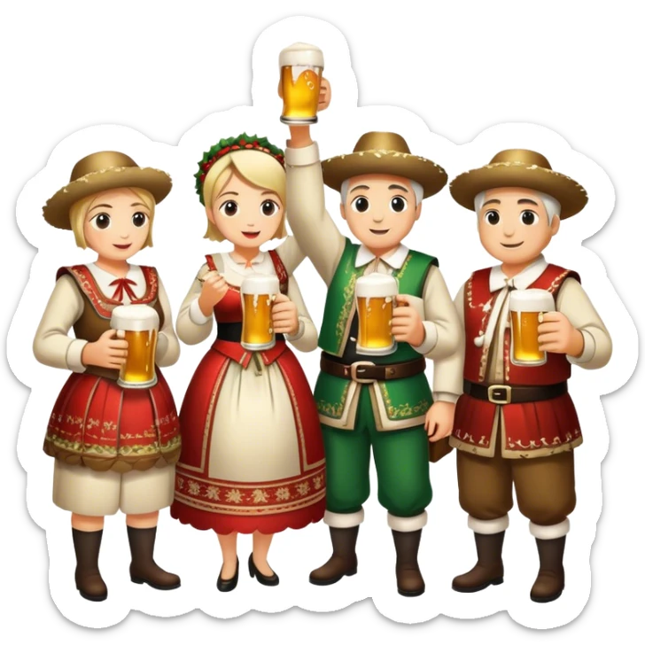Cinematic Realistic Oktoberfest Pop Culture Emoji, depicting a vibrant celebration with beer, music, and traditional costumes rendered with dynamic textures and festive lighting. sticker