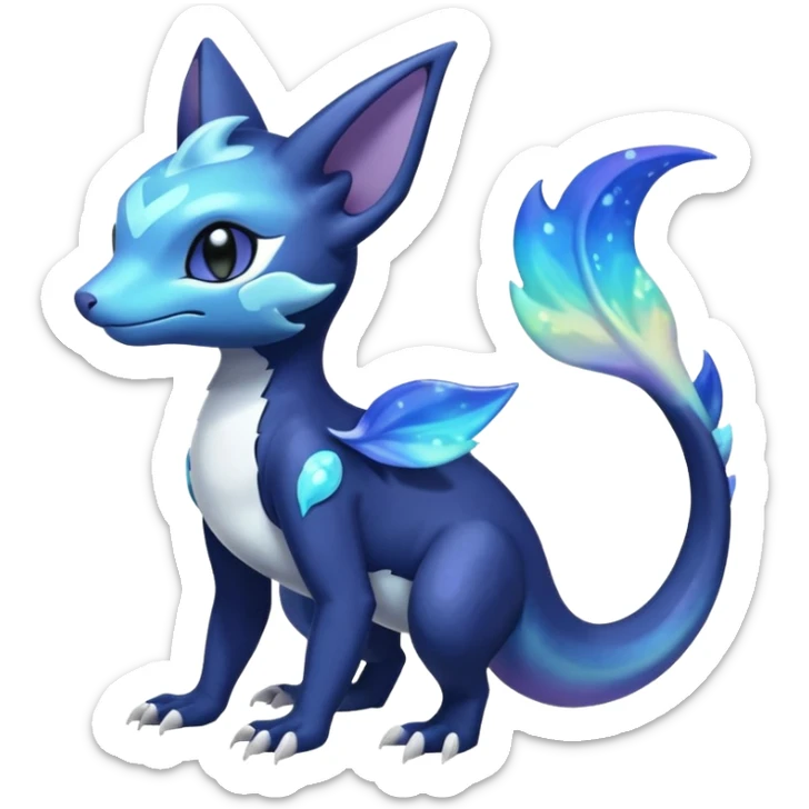 Shiny pastel Nebulae Salandit-Meowstic-Noibat-Fakémon-hybrid-creature (full body)  sticker