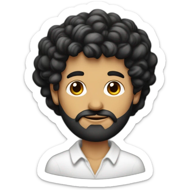 Hombre de tes morena con barba, anteojos de pasta negros y pelo largo sticker