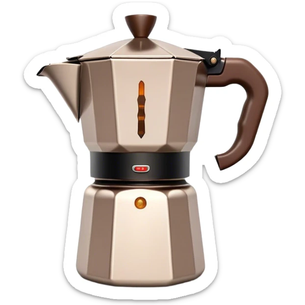 Cinematic Realistic Moka Pot Pop Culture Emoji, featuring an iconic Italian coffee maker rendered with classic charm and warm, inviting lighting. sticker