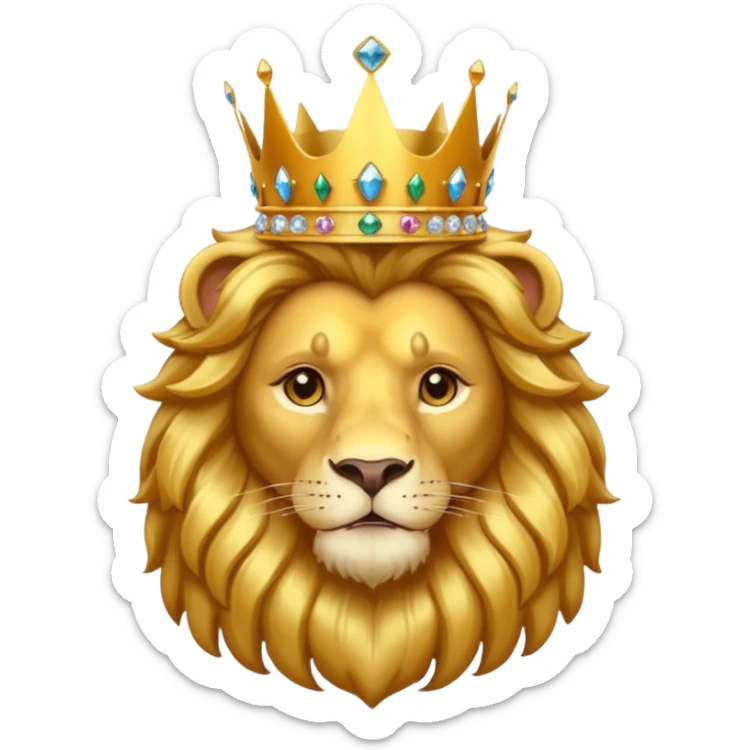 Lion King – proud golden lion wearing a tall jeweled crown. sticker