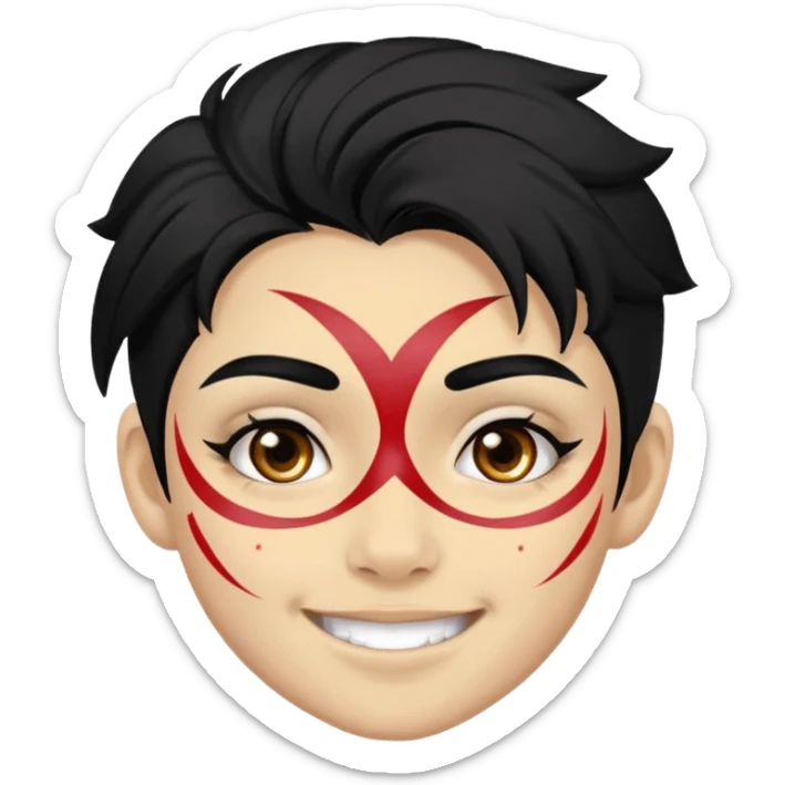 A black hair teen supporter with bold full-face paint, smiling with fierce team spirit. sticker