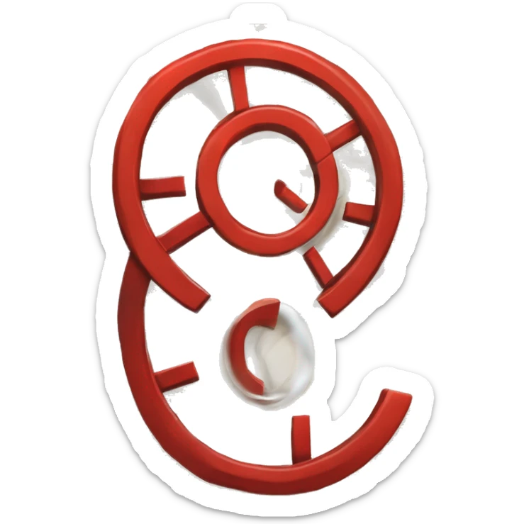 Um livro aberto com um relógio desenhado, no centro do relógio tem uma espiral vermelha no sentido anti-horário, no final da espiral tem uma seta.      sticker