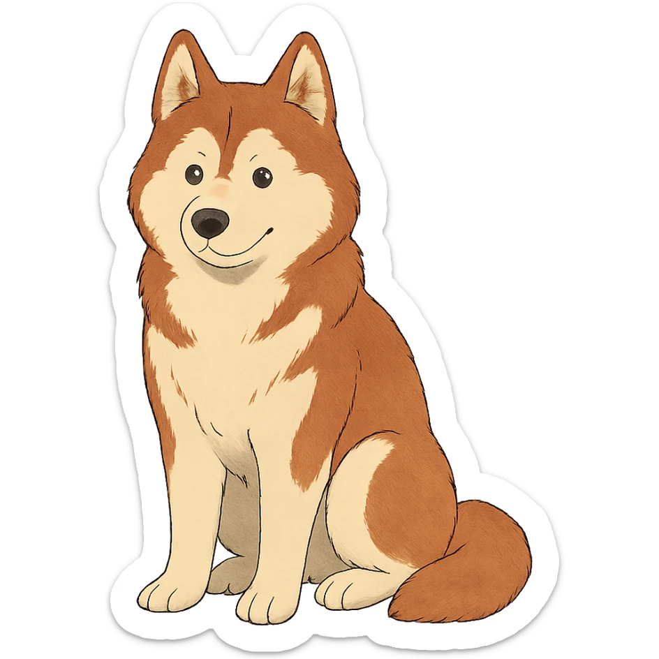 cute red-brown siberian husky sitting sticker