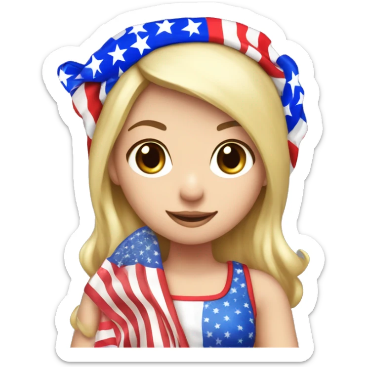 Fourth of July girl, red white and blue outfit with a red white with a firework, headband white girl ￼ sticker