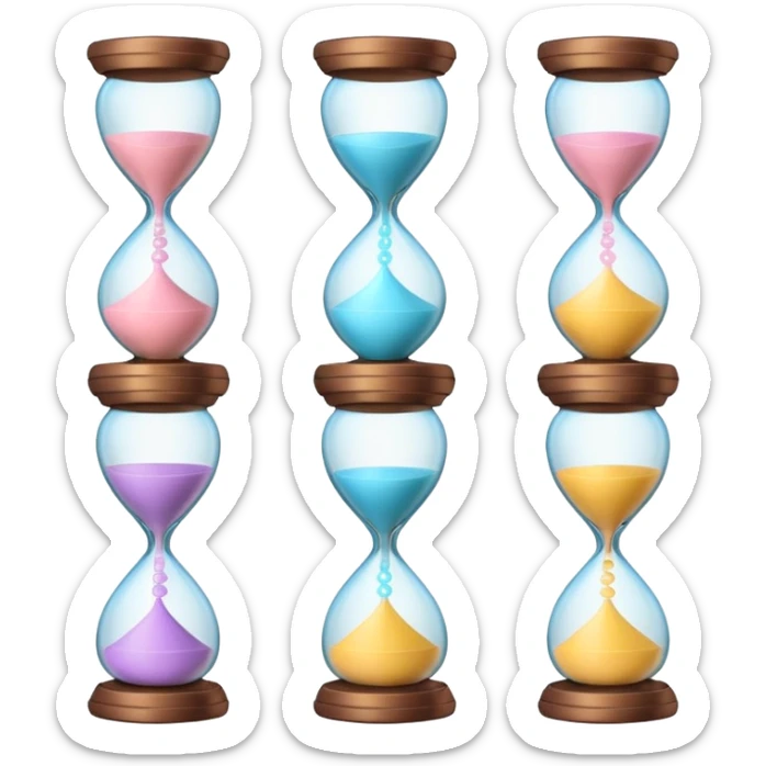 minimal emoji of glowing skin progress over time, hourglass or timeline symbol, pastel tones, represents visible results after consistent treatments sticker