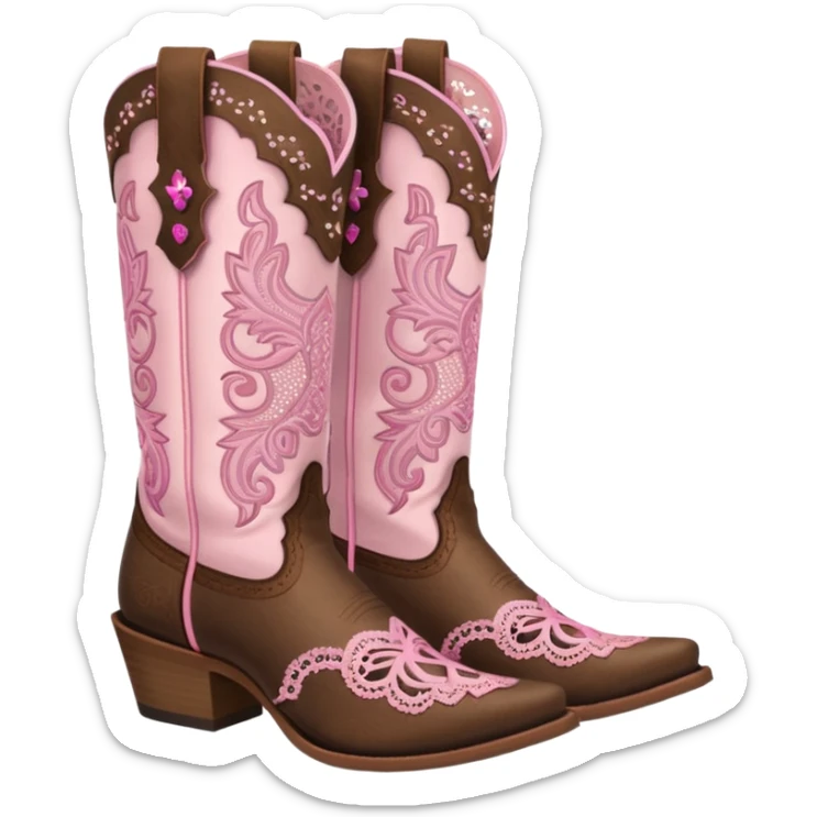 cowgirl boots cute a tiny bit of pink on it no teal lacy detailing sticker