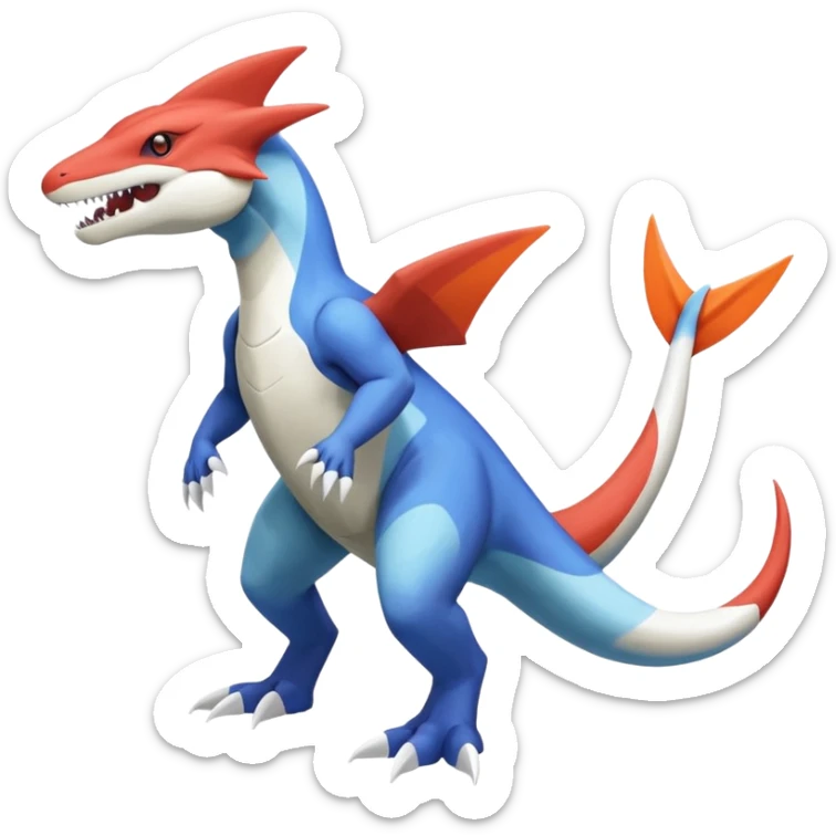 Shiny Koraidon-Latios-Marowak-Salandit-Fakémon-hybrid-creature (full body)  sticker