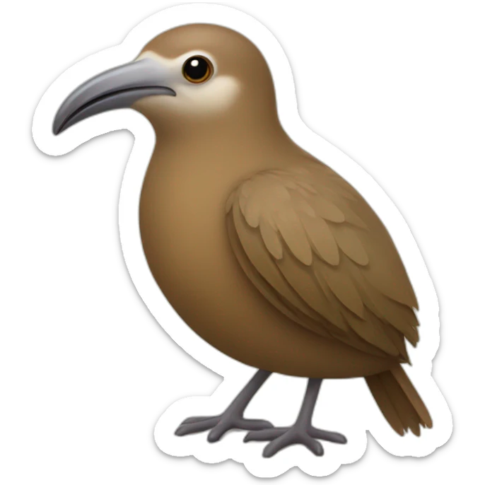 kiwi bird, cute little brown bird with a long thin beak and very small wings sticker