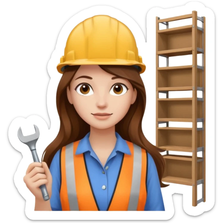 beautiful girl with long brown hair renovating her apartment sticker