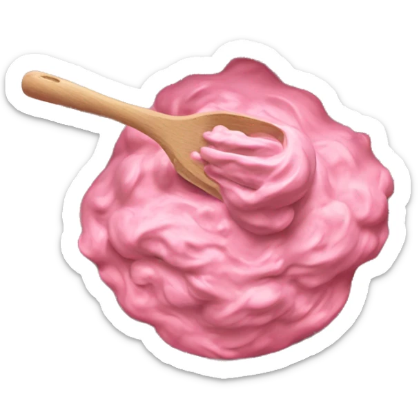 Realistic pink mixing bowl of cookie dough and with pink wisk in the bowl with it. sticker