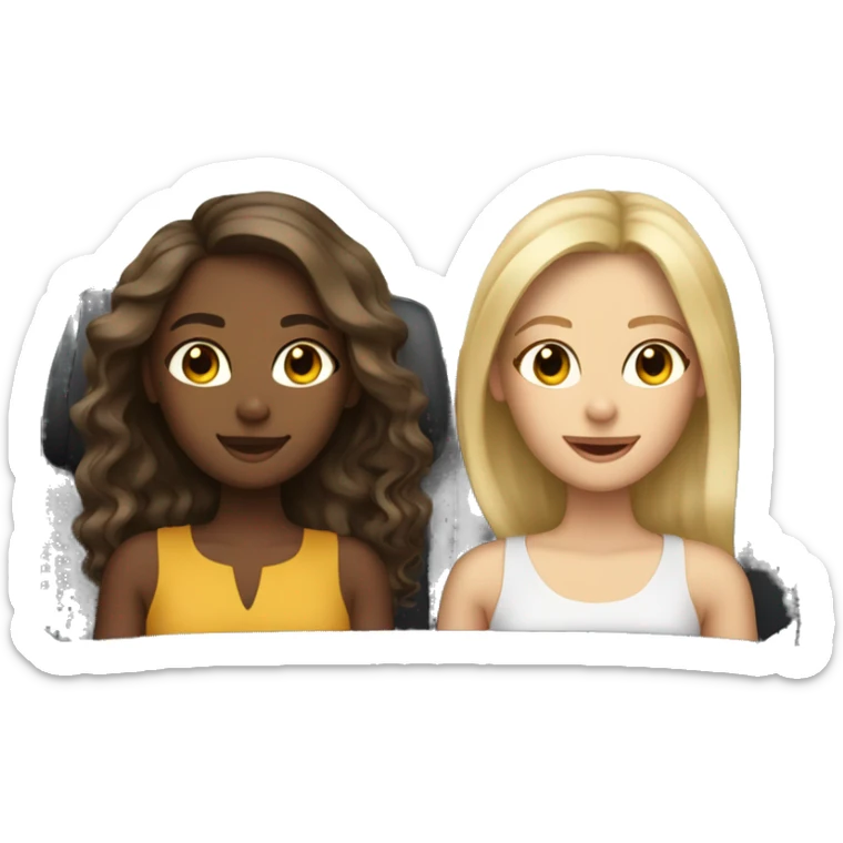 3 girls in a expensive car , one blonde girl , one brunette with wavy hair and one brunette with straight hair sticker