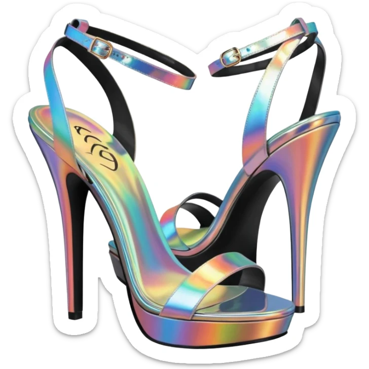 Holographic Iridescent womens Fabulicious brand sandals sticker