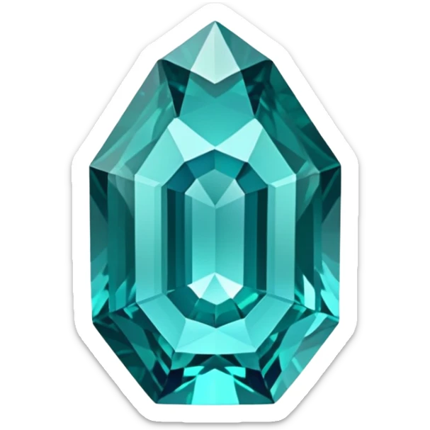 Faceted indicolite tourmaline with teal-blue hue and brilliant cut sticker