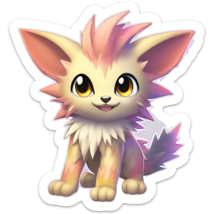 Anthro Scalie Spiky Cool Edgy Magical Shiny Colorful Pastel Sparkle Kemono-style Chibi Fantasy-Animal-Fakémon-Pokémon-Hybrid Fur Sona Aesthetic Full Body sticker