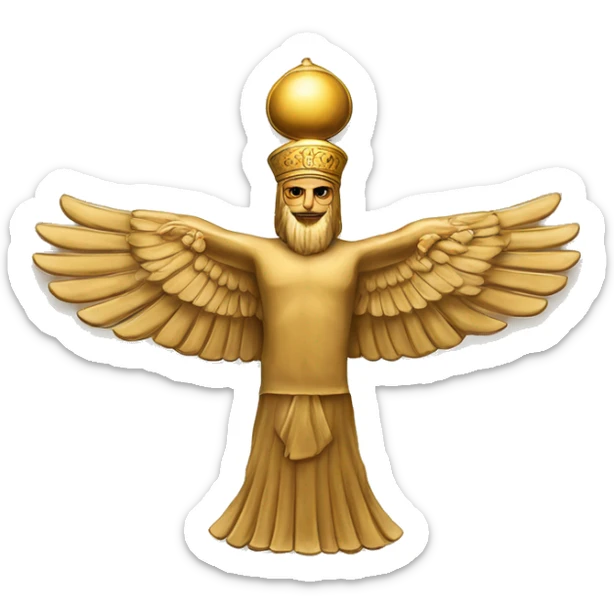 The Farvahar, is one of the best-known symbols of Zoroastrianism, an Iranian religion. There are various interpretations of what the Faravahar symbolizes sticker