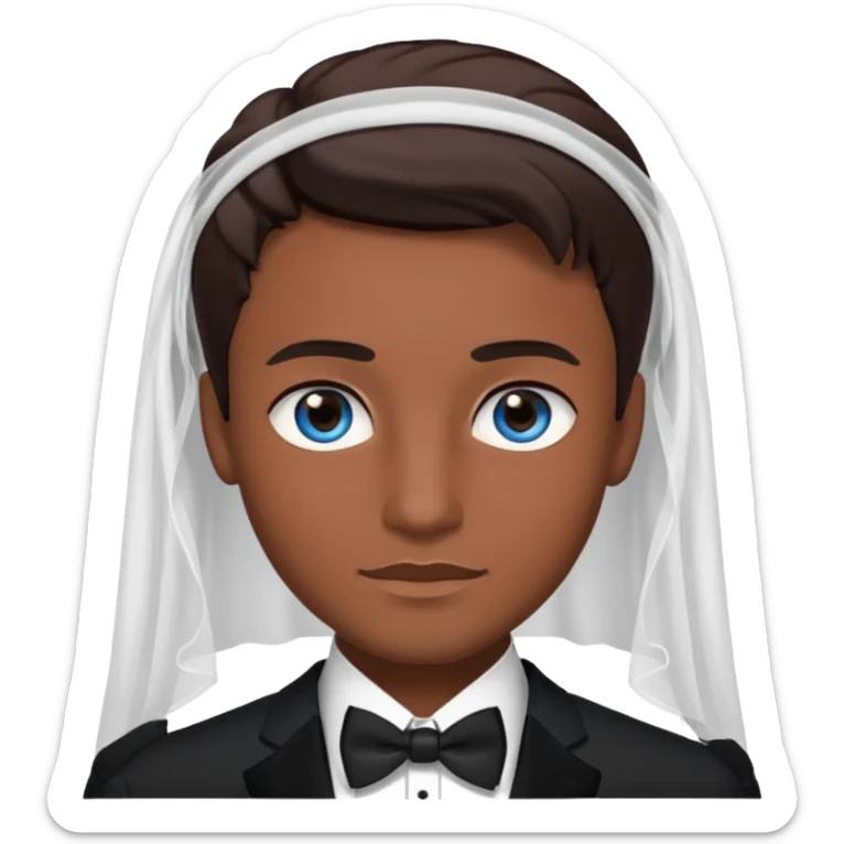 White groom with blue eyes and brown hair. Black bride with brown eyes and black hair sticker