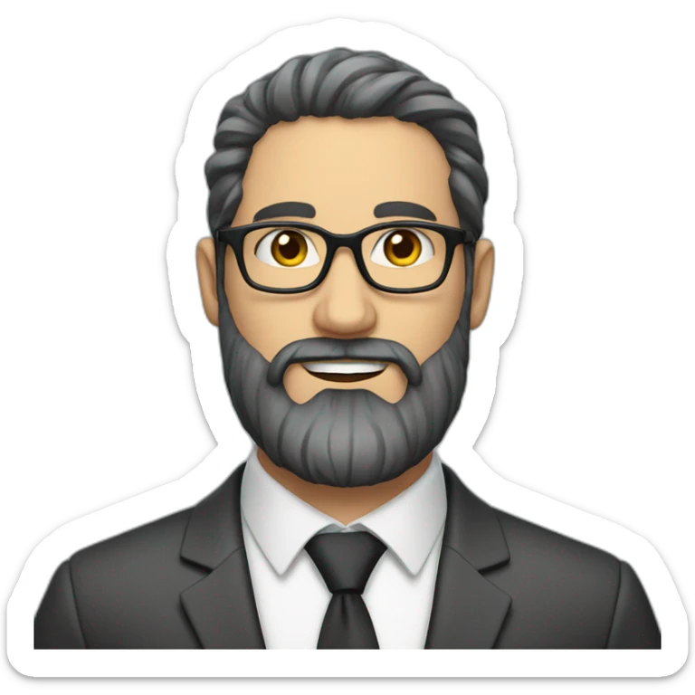 A Jewish man with a beard, rare hair and glasses in a business suit sticker