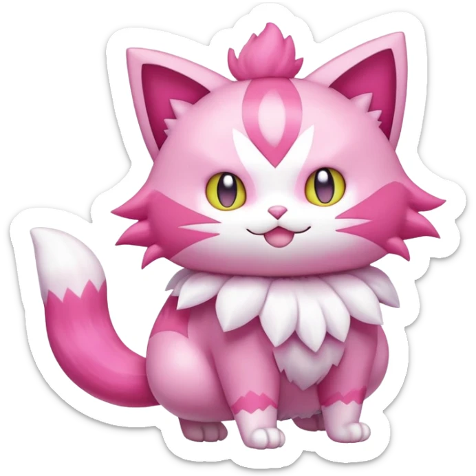 Shiny Skitty-Delcatty-Pokémon-Fakémon-hybrid-creature (full body) sticker