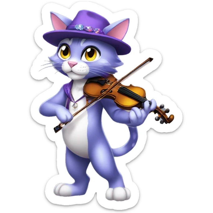 Anthro Fur-Sona shiny sparkle feline-Fakémon with a fiddler-hat-cap Full Body sticker