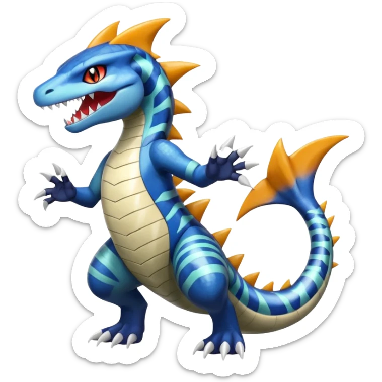 Meloetta-Garchomp-Feraligatr-Pokémon-Fakémon-fusion-hybrid-creature sticker