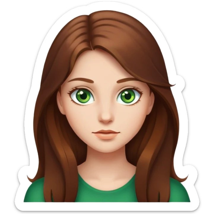 Long and brown hair, green eyes girl sticker
