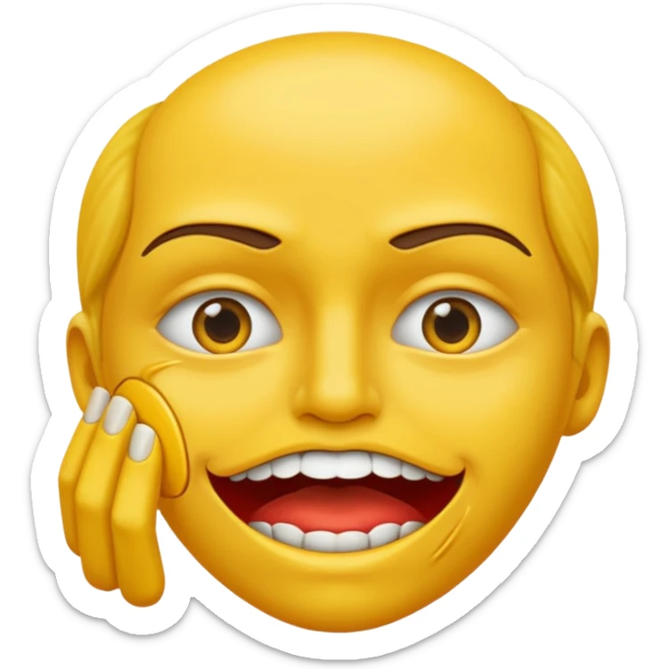Emoji jaune qui ce mord les doigts comme si il draguait sticker
