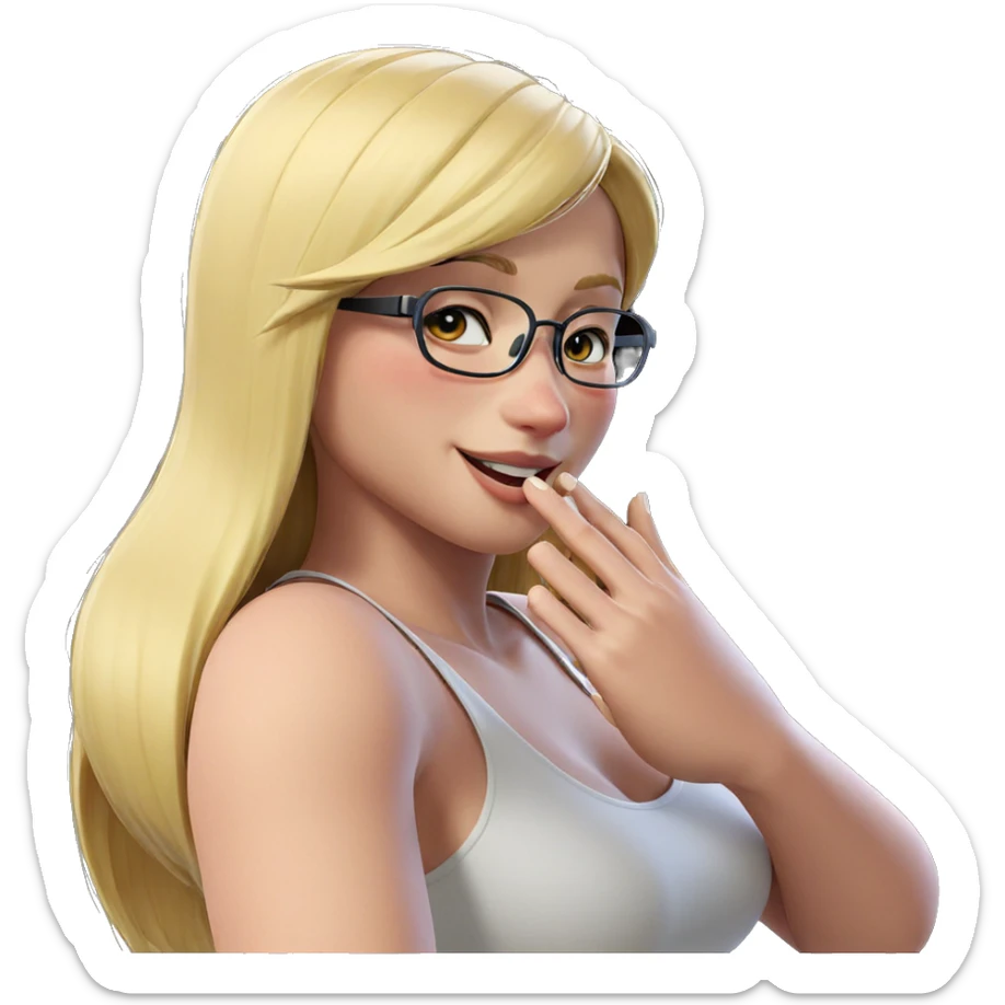 smiling girl with glasses sticker