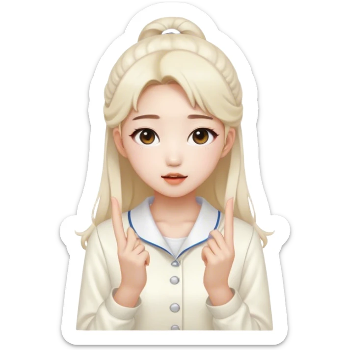 lesseo korean idol girl from girl group ive wearing cute white cream clothes sticker