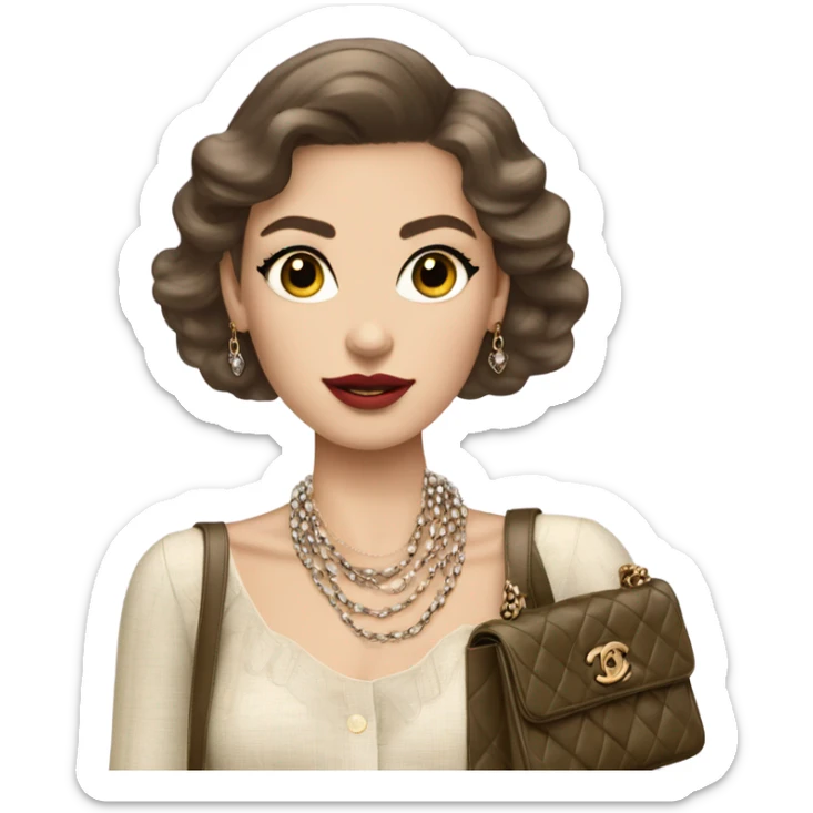 light-skinned Brunette Chanel girl with Miumiu bag and a Chanel necklace  sticker