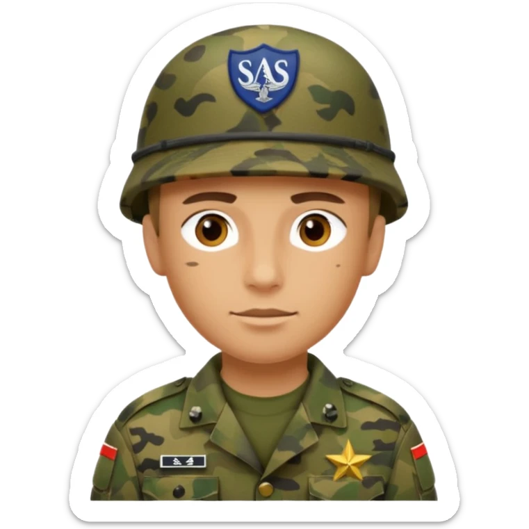 salotiertem Soldaten in Tarnfarbe und den SAS Buchstaben auf der Mütze und Uniform sticker