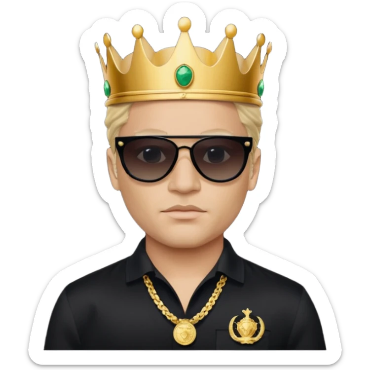 un principe con una corona de rolex con unos lentes Versace máscara todos negros y una camisa chemise Lacoste sticker