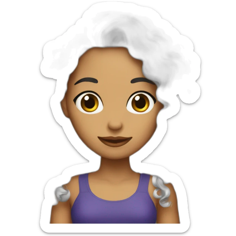 adulta y cabello largo rizado negro sticker