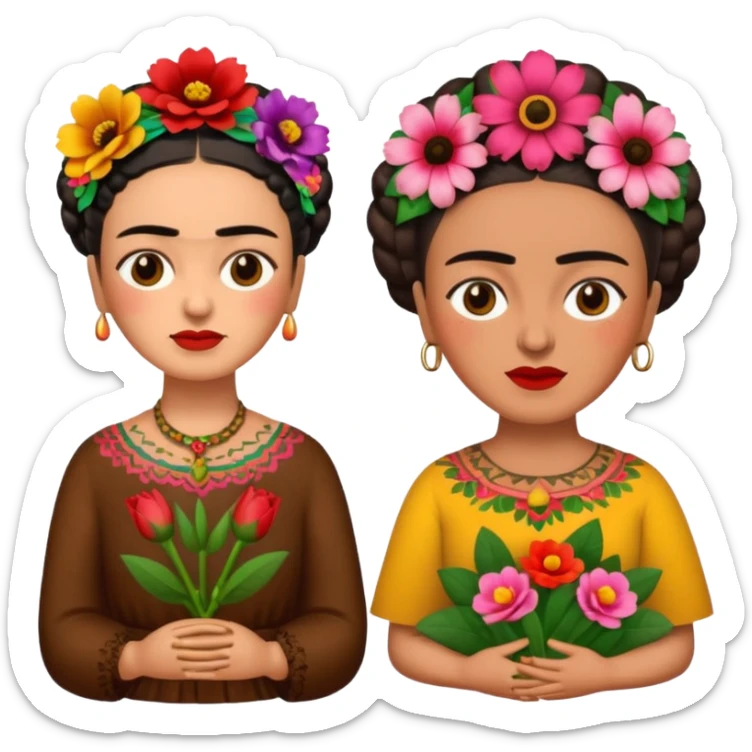 defferent emojis of Frida Kahlo in style of her artworks  sticker