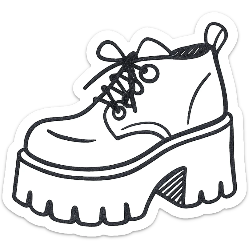 BLACKPINK-inspired gothic shoes, no hearts, sketchy and bold, black and pink sticker