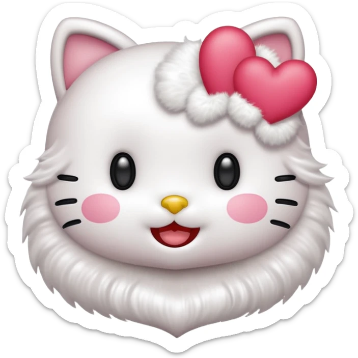 Połącz mi zwykłe hello kitty na białym tle, ale żeby ono wyglądało jak ta emotka: 🥰 sticker