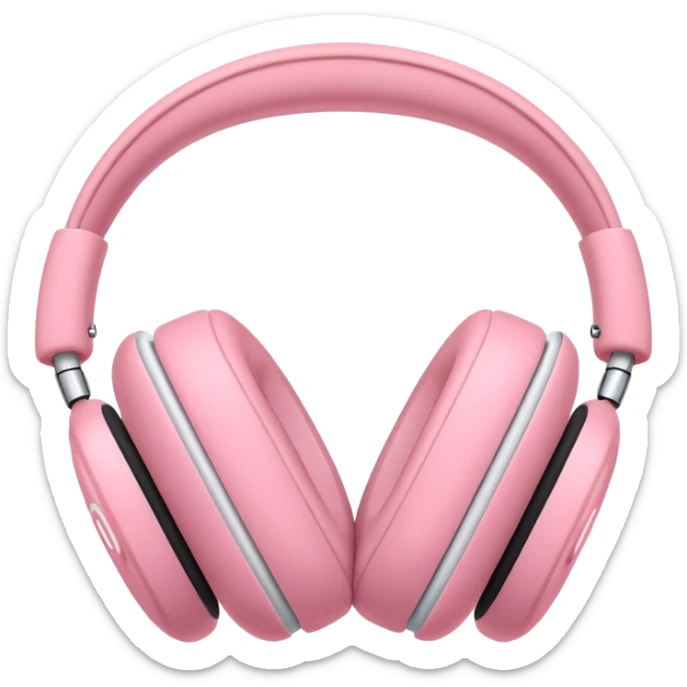 Create a pink happy circle emoji who listens to music on AirPods Max make them always this style  sticker