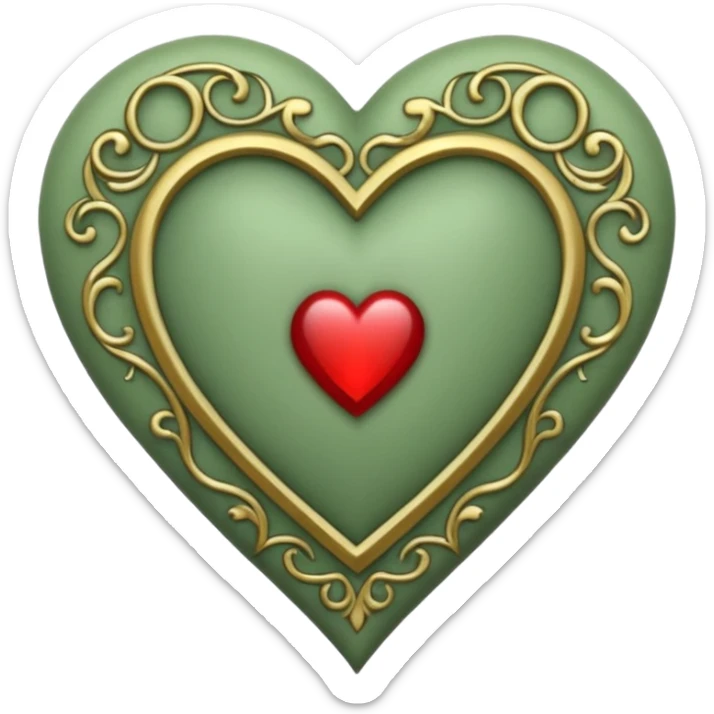 Can you make a sage green heart with a gothic design. In the middle of the heart the letter I sticker