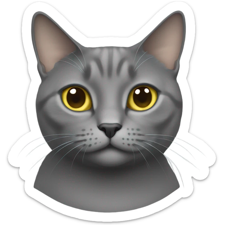 Chartreux cat sitting gracefully, showing its full face, neck, and upper chest area. sticker