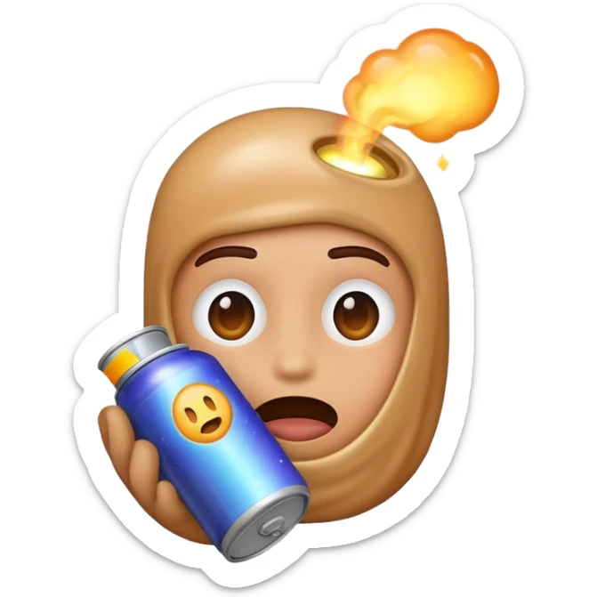 I want an emoji that I can use as my profile picture on Discord. I want it to look like it is inhaling a can of galaxy gas (nitrous oxide) , but please, make the can invisible. I just want a GIF of an emoji that looks like he is inhaling galaxy gas. sticker