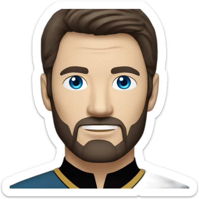 Star Trek Handsome white man from Star Trek with Blue eyes and short brown hair and black beard startrek sticker