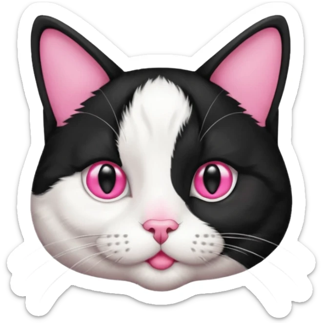 A tuxedo cat, not wearing tuxedo, top half body, a black mark near his mouth under the nose sticker