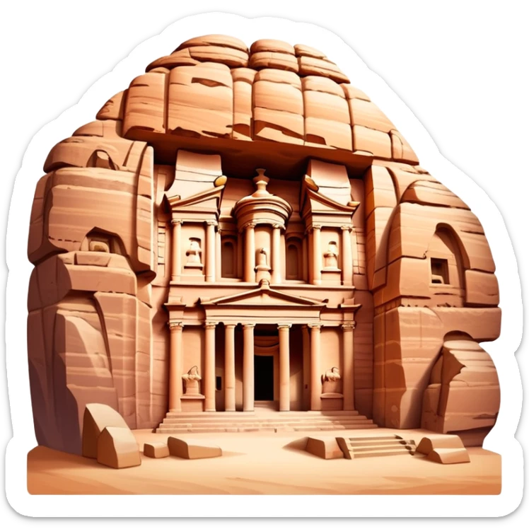Ancient city of Petra in Jordan with the famous Treasury building carved into rock sticker