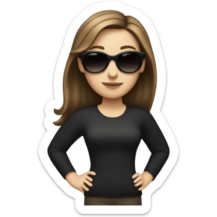 white girl with brown hair wearing black sunglasses sticker