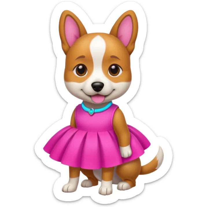 DOG wearring neon fashion dress sticker