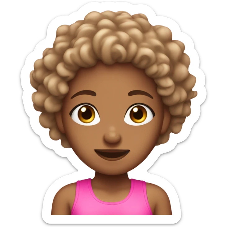 Tan girl with curly hair in pink gym wear  sticker